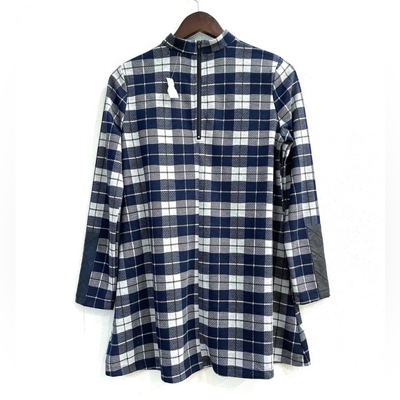 NWT Tyler Boe Plaid Full Sleeve Faux Leather Trim Tunic XS - Picture 7 of 12